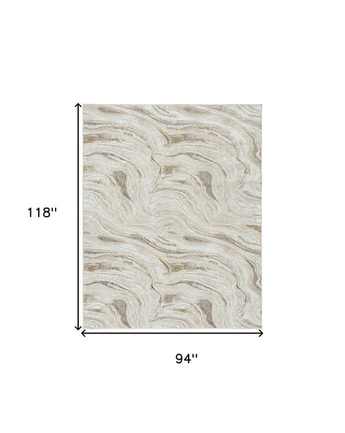 5' X 7' Gold Gray and Ivory Abstract Non Skid Area Rug